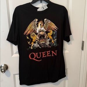 Queen Black Graphic Tee with Multicolor Design